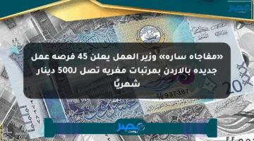 «مفاجأة سارة» وزير العمل يعلن 45 فرصة عمل جديدة بالأردن بمرتبات مغرية تصل لـ500 دينار شهريًا
